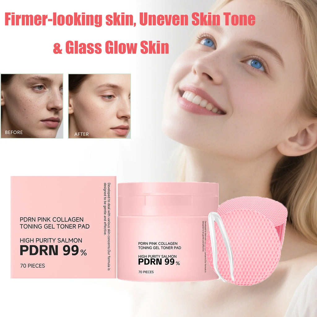 PDRN Pink Collagen Toning Gel Toner Pad Hydrating Shrink Pores Brightening Improve Skin Elasticity Smoothing Firming Cotton Pads Oasis Select