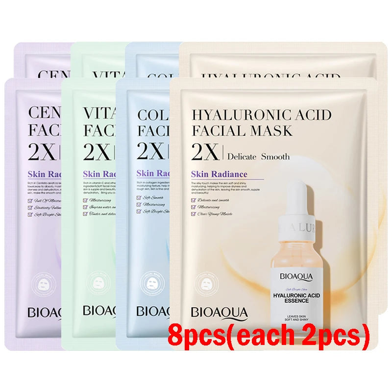 BIOAQUA Centella Collagen Sheet Mask – Hyaluronic Acid Hydrating Sheet Mask Oasis Select Each 2pcs
