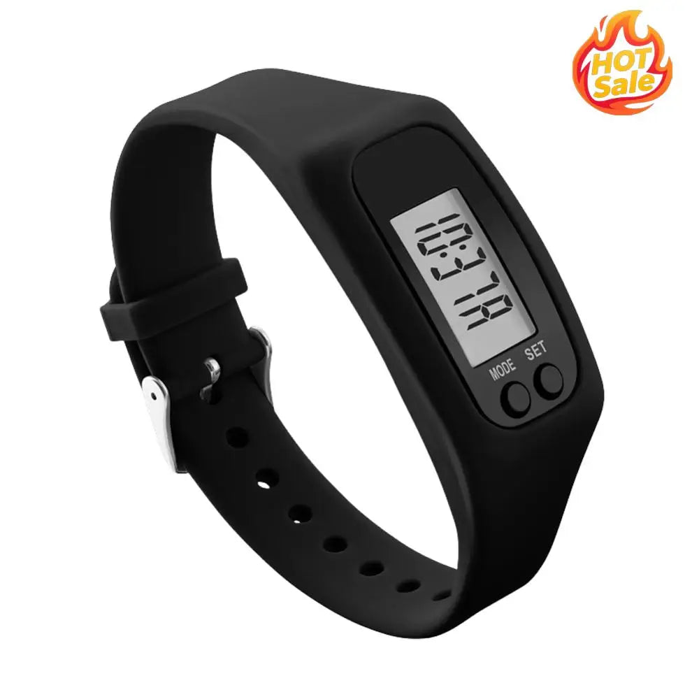 LED Pedometer Bracelet Wrist Calorie Counter 12/24H Time Display Step Counter Watch Silicone Step Tracker for Outdoor Sports Oasis Select