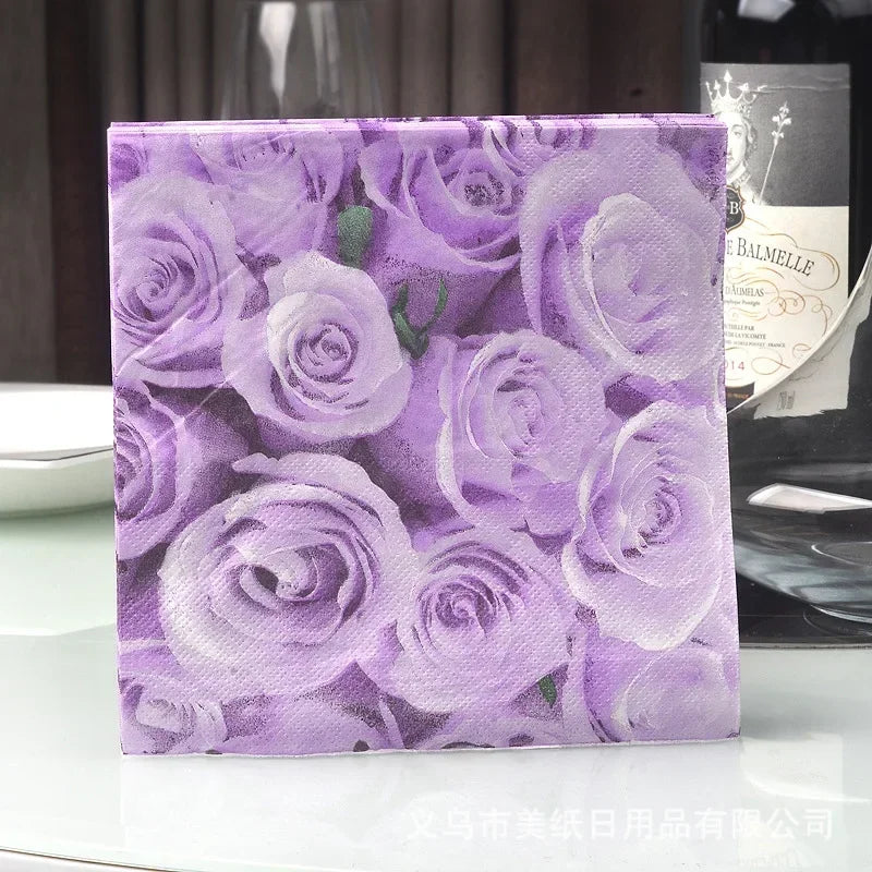 20PCS Rose Flower Assorted Vintage Napkins Decoupage Materials Christmas Paper Towels Crafts Disposable Tableware беби бон Oasis Select 04