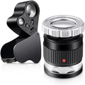 LIKE WISH 2Pcs Loupe Magnifier,30X 60X Illuminated Loupe Magnifier With LED Light Magnifying Glass Eye And 30X Loupe Magnifier Oasis Select Black