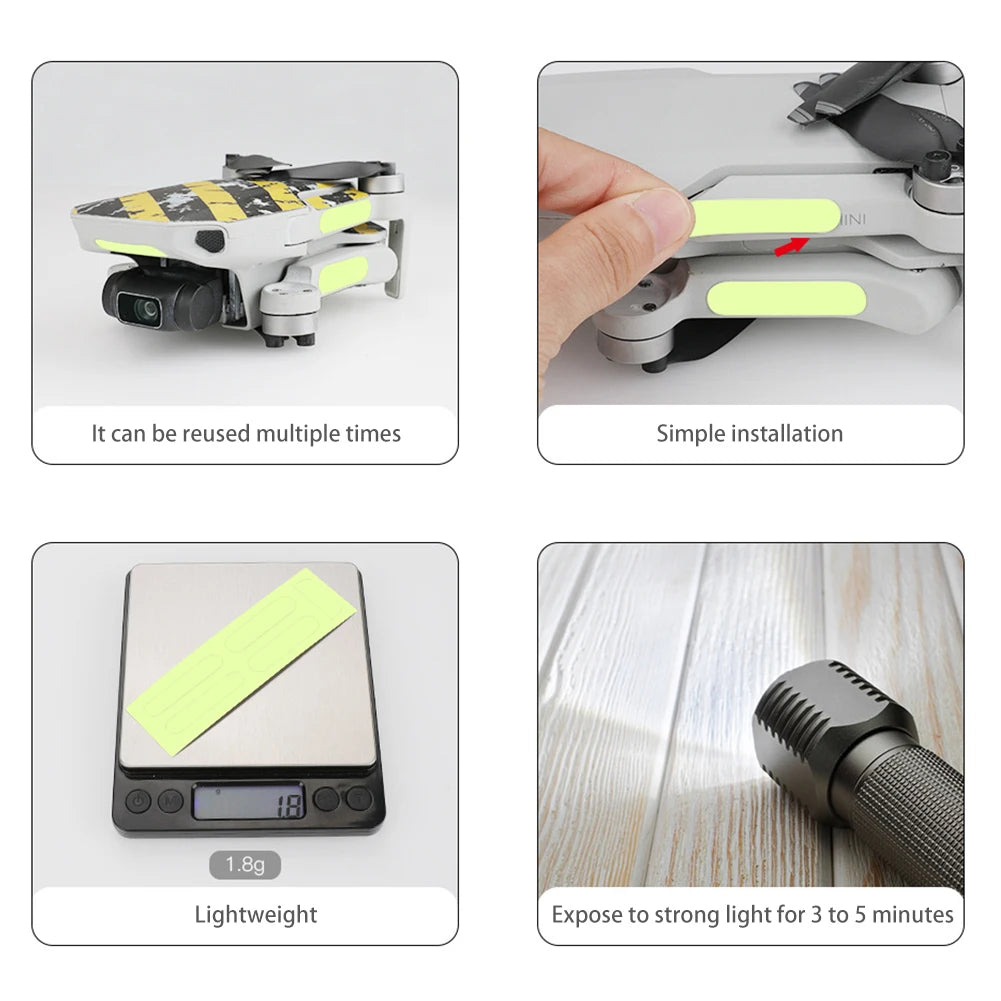 Luminous Camera Drone Decals Camera Drone Stickers Skin Drone Accessories For DJI Air 3S/NEO/Mini 2/SE/Mini 4 Pro/Mini 3 Pro Oasis Select