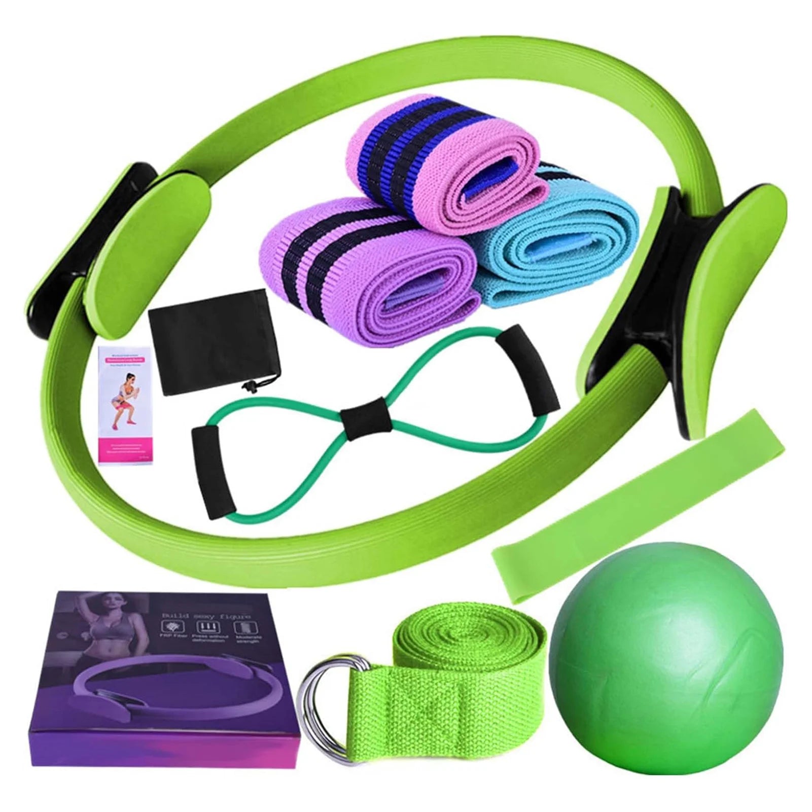 11-Piece Yoga & Pilates Set – Rings, Ball & Resistance Bands