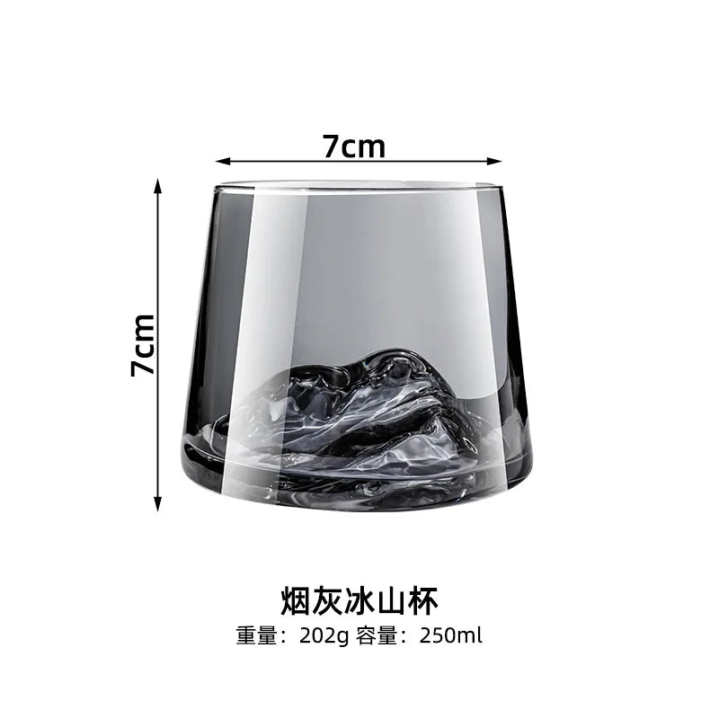 Crystal Glass Whiskey Cup, Japanese Liquor Glass, Clear Iceberg Glass, Suitable for Vodka, Liqueur, Tequila, Shochu, Cocktail Oasis Select Smoke gray 250ML