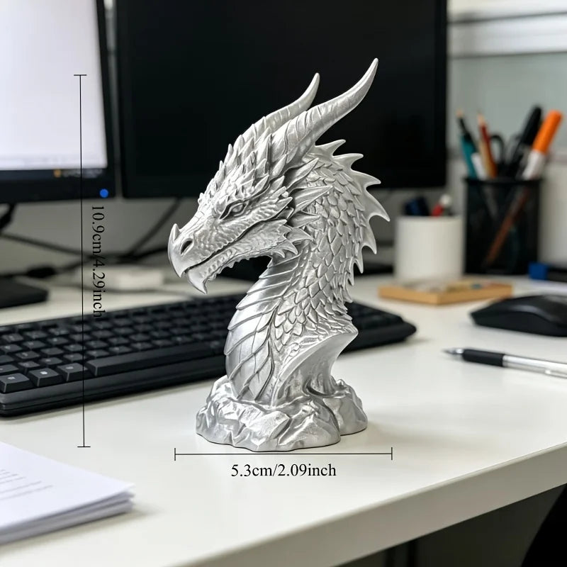 Fantasy Dragon Head Bust Statues 3D Printed Medieval Dragon Sculptures Mini Figurines Bookshelf Office Desktop Gothic Home Decor Oasis Select Halfosaurus
