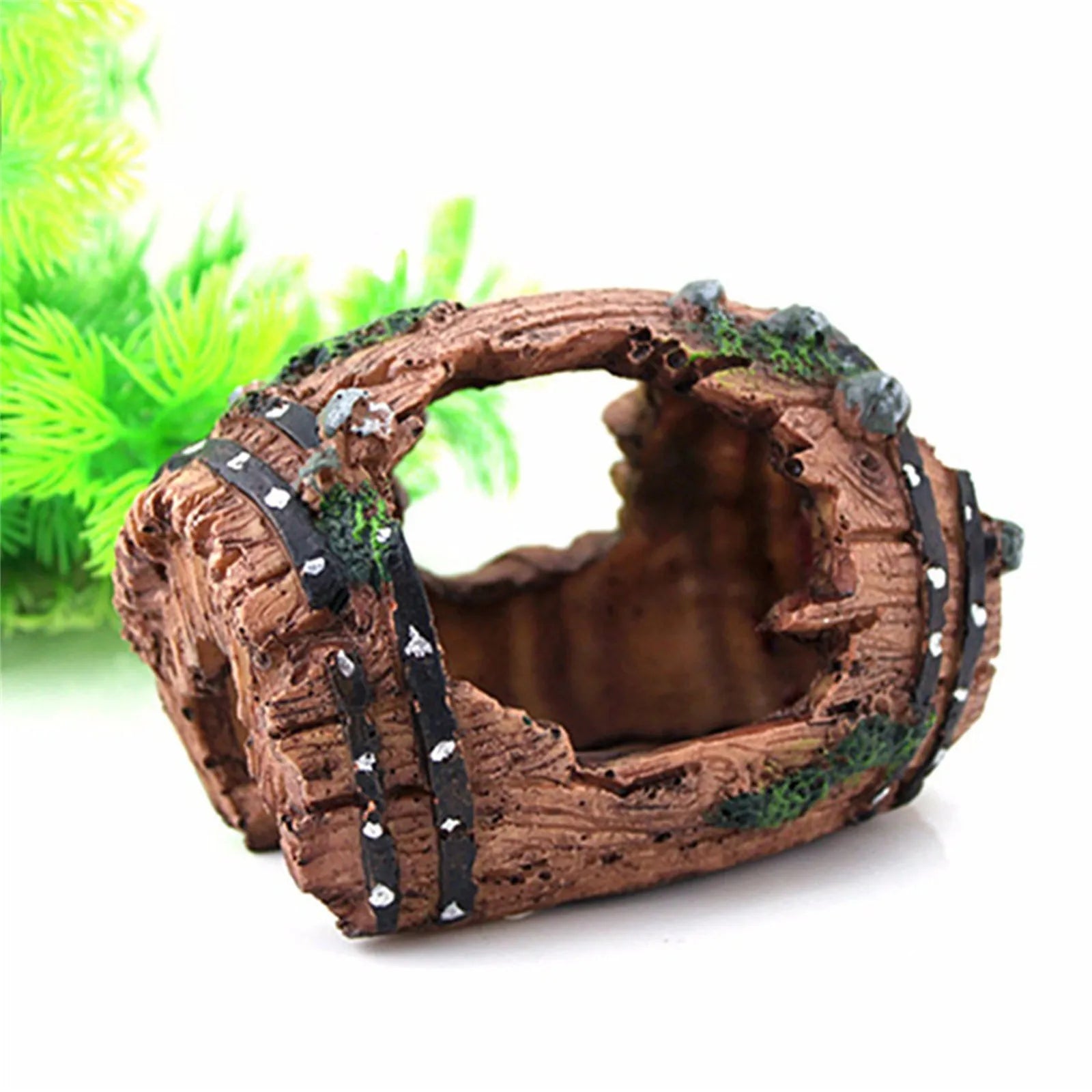Aquarium Barrel Cave Resin Ornament | Fish Tank Decoration Aquarium Cave Ornament Oasis Select I One Size