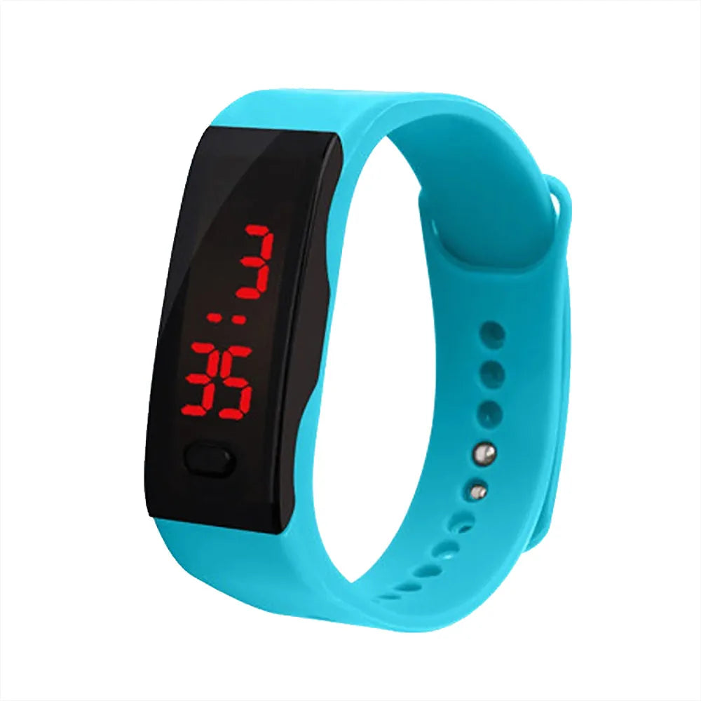 Led Digital Display Bracelet Student Electronic Watch Children'S Outdoor Sports Watch Silicone Watch Children'S Gift Relojes Oasis Select Sky blue