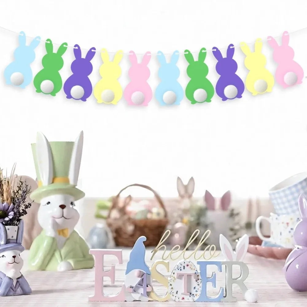Easter Hanging Bunny Spiral Decor Set | Colorful Paper Garland