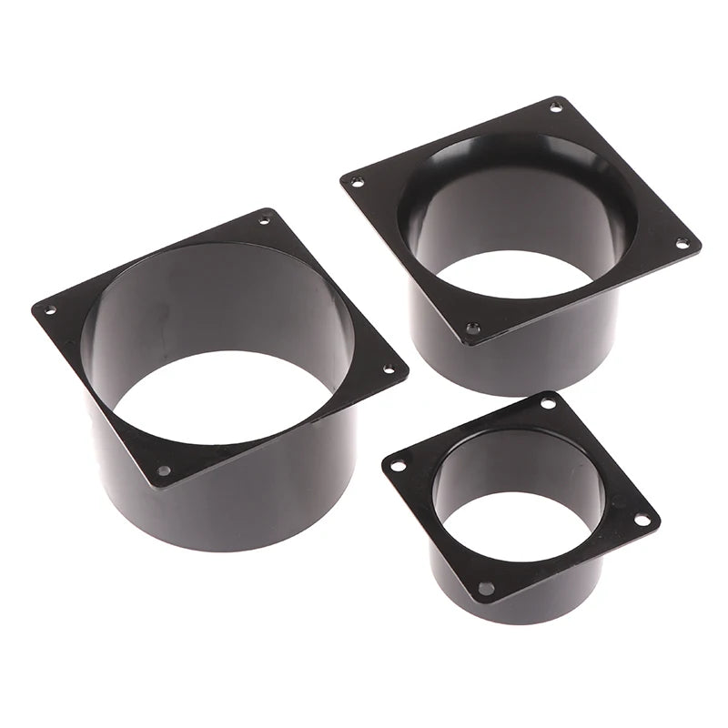 Black Flange Connector 75/100/120/150mm Plastic Square Bottom Straight Flange Air Inlet And Outlet Air Ducting Connection Flange Oasis Select