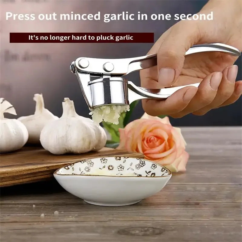 New Silvery Stainless Steel Garlic Masher Kitchen Vegetable Cooking Extruder Manual Ginger Grinder And Tool Kitchen Accessories Oasis Select