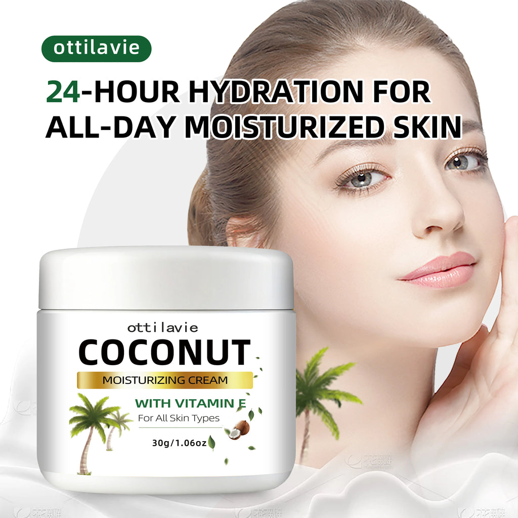 Ottilavie Coconut Cream – 24-Hr Moisture, Vitamin E & Collagen Face Moisturizer Cream Oasis Select