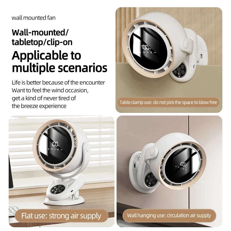 Rechargeable Desktop Clip Fan 4000mAh – Remote & Night Light