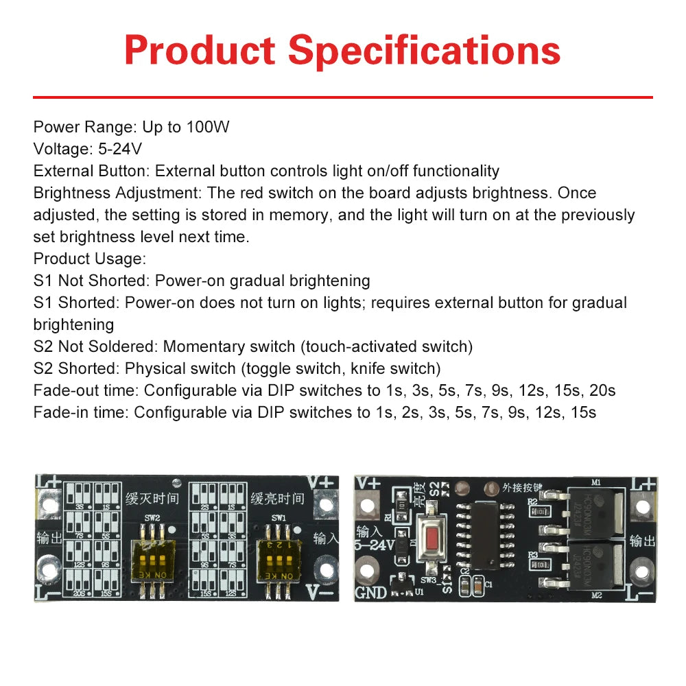 100W LED Dimming Module with Soft Start Stop Function Energy Efficient Driver Module for Low Voltage LED Strip Lighting Oasis Select
