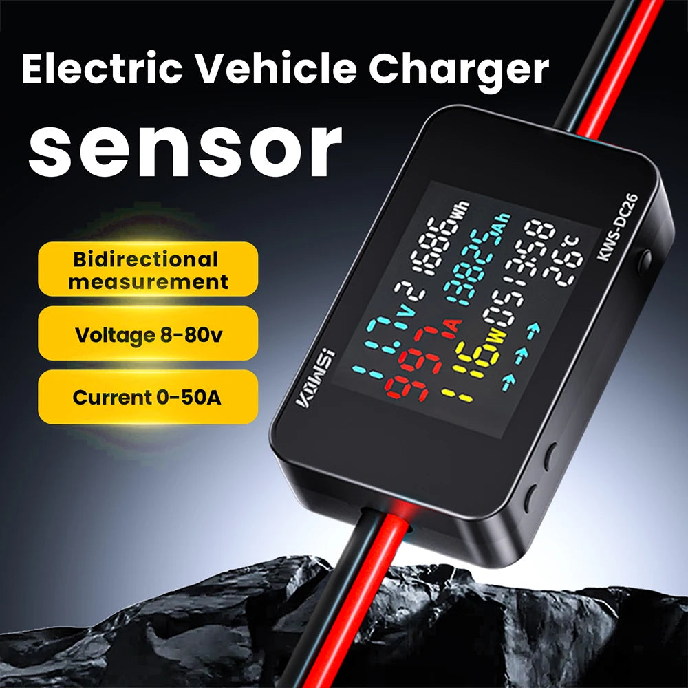 KWS-DC26 Battery Charger Tester DC8-80V 20A/25A/35A/50A Ammeter LCD Bidirectional Measurement Battery Level Detector Power Meter Oasis Select