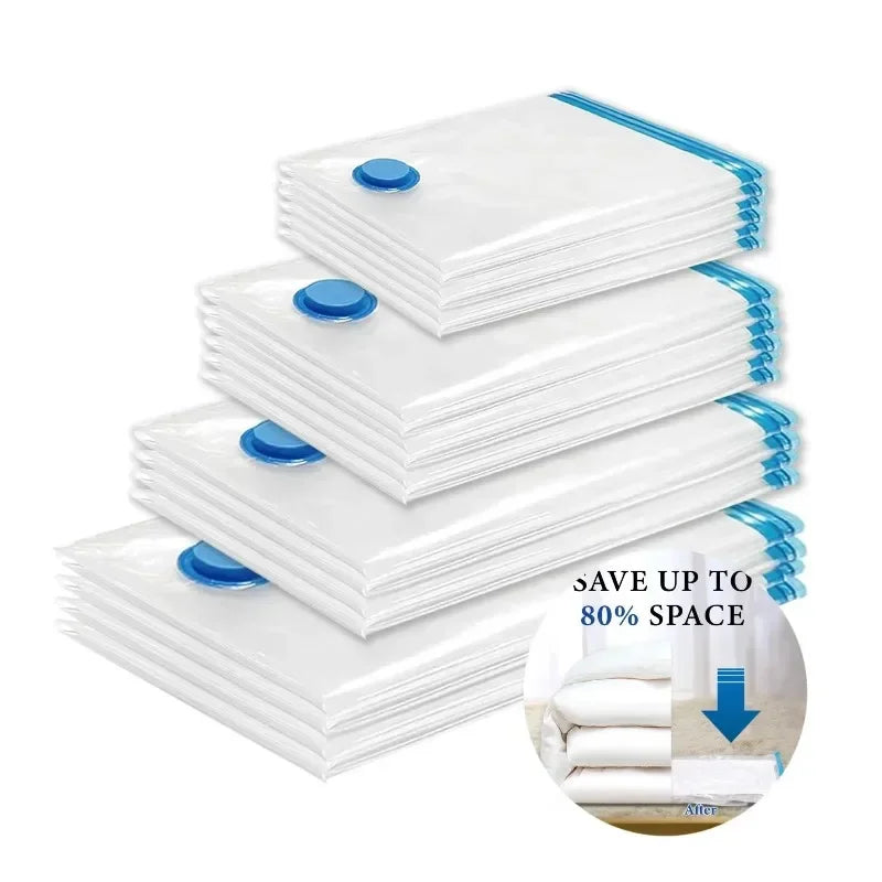 6PCS Vacuum Bag With Valve or Pump for Clothes Storing Large Plastic Compression Empty Bag Travel Accessories Storage Container Oasis Select