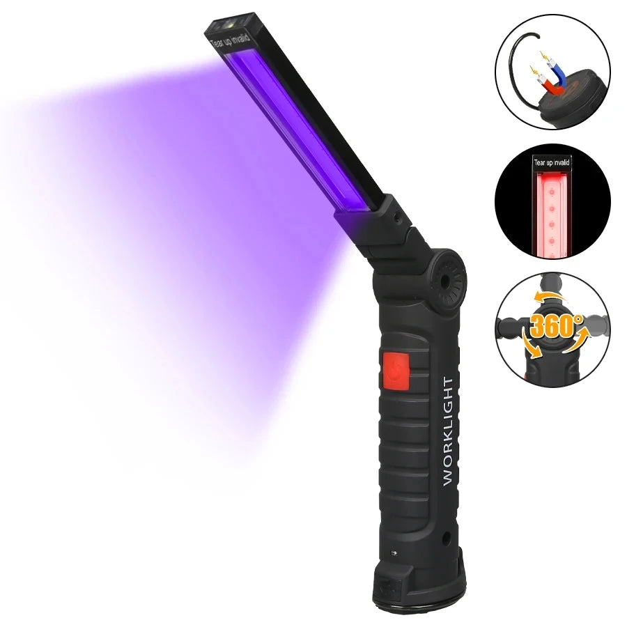 KDULIT Fold LED Emergency Floodlight Portable Strong Magnet COB Working Light Type C Rechargeable Flashlight Super Bright Lamp Oasis Select large black