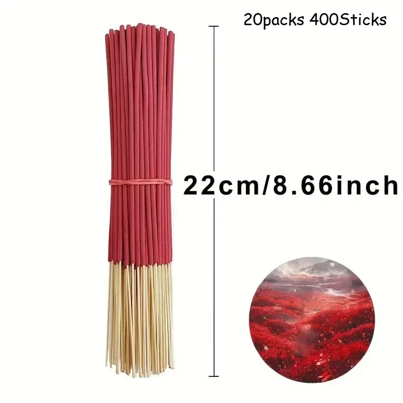 400 Aromatherapy Incense Sticks Set 4 Natural Fragrances Lavender White Sage Dragon's Blood Cherry Blossom for Yoga Meditation Oasis Select Dragon Blood