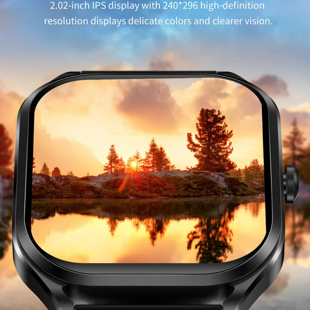 2.02" 3D Curved Screen Smart Watch Men Women Blue Tooth Call Watches Sports Fitness Health Smartwatch Waterproof Music Weather Oasis Select