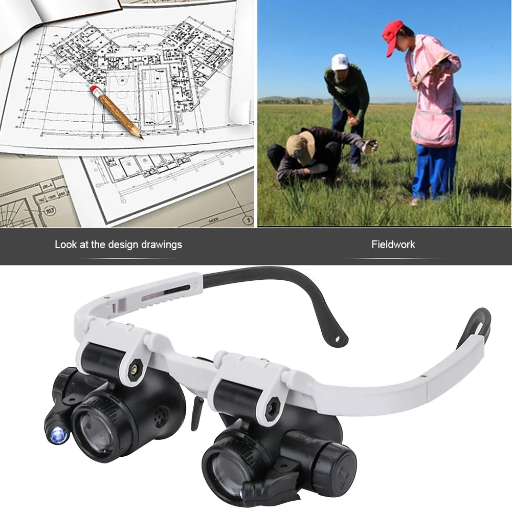 8X/15X/23X LED Magnifier Glasses for Watch Repair & Jewelry Magnifier Loupe Glasses Oasis Select