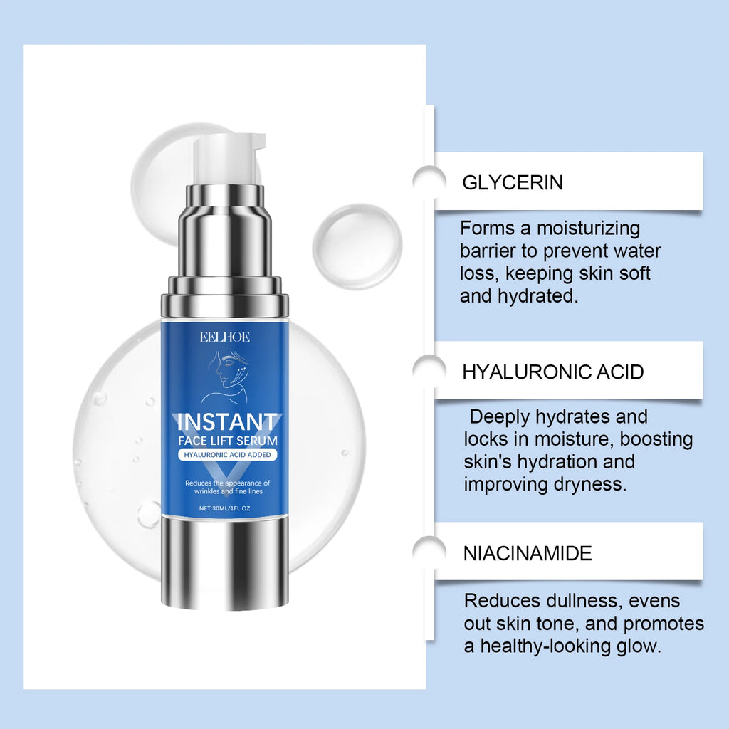 Instant Face Lifting Serum Firming Anti-Wrinkle Deep Moisturizing Brightening Smoothing Fade Fine Lines Tightening Essence Oasis Select