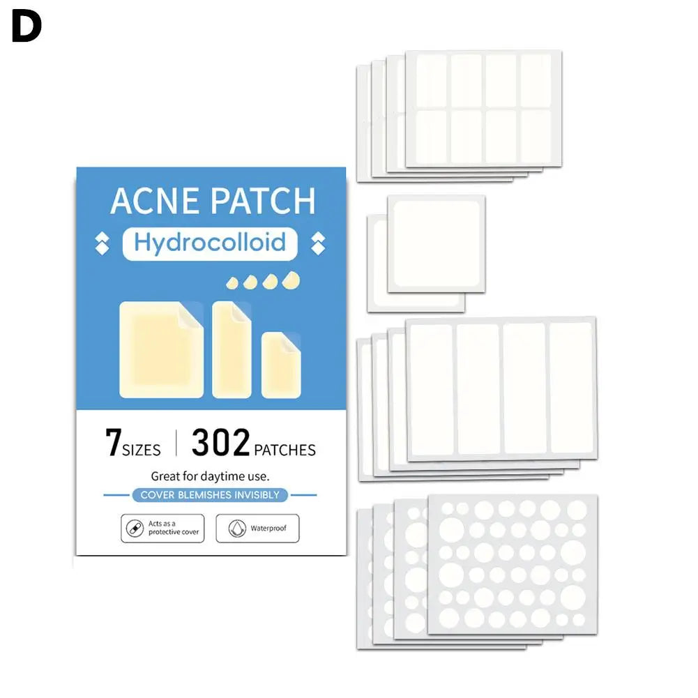 Mixed Sizes Hydrocolloid Pimple Patches Large Hydrocolloid Pimple Patches Invisible Acne Circle Stickers for Zits, Spots, Pimple Oasis Select 302pcs