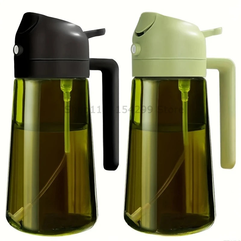 2-in-1 Oil Sprayer Dispenser Olive Oil Dispenser Oil Spray Bottle Plastic Spray Bottle for Cooking Air Fryer BBQ Baking Salad Oasis Select 2pcs Black Green