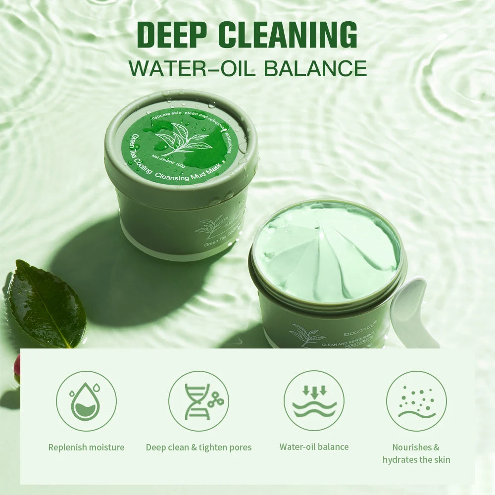 Green Tea Mud Clay Face Mask – Deep Cleanse & Nourish 100g