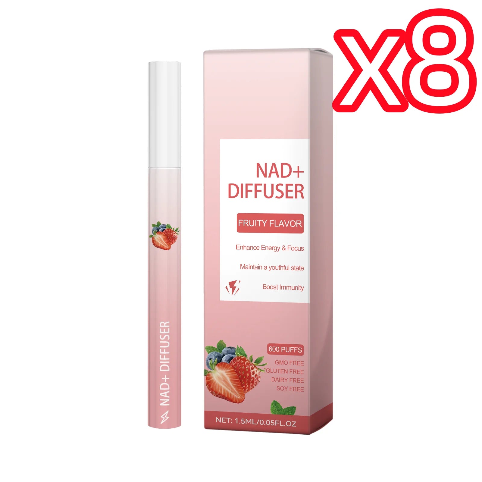 Herbal Energy Stick NAD+ Diffuser Enhance Focus Boost Immunity Improve Body Vitality Soothing Relax Breathing Air Freshener Pen Oasis Select 1pc boxed x 8