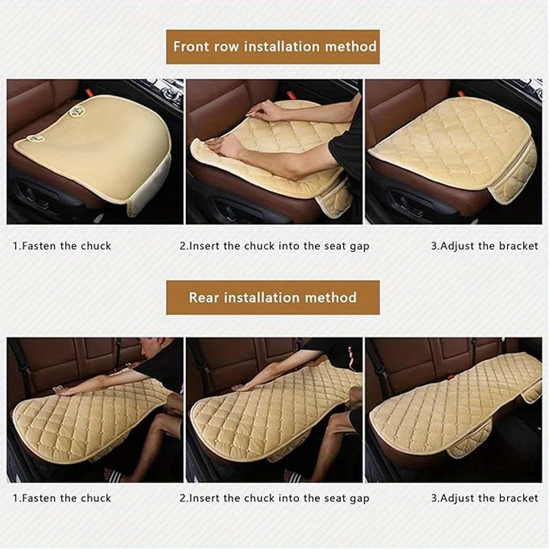 Plush Car Seat Protector Soft Non-Slip Durable Row Seat Cushion Mat with Auto Chair Accessories Comfort Protection Oasis Select