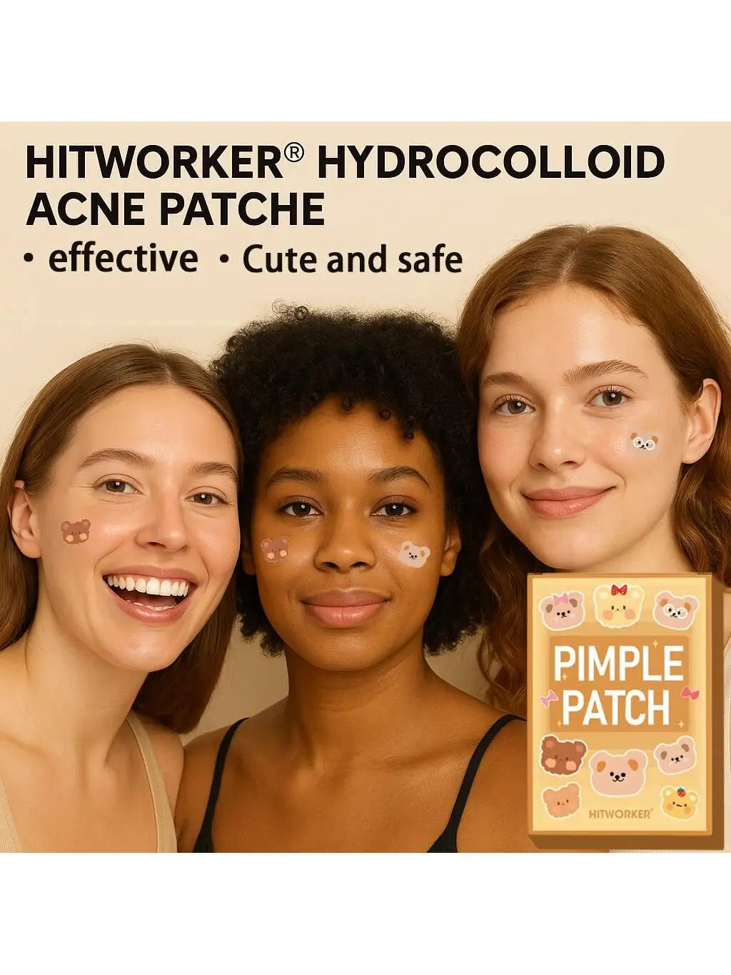 100pcs/set of cute bear patches and spot stickers - alcohol free, fragrance free, effectively covering acne Oasis Select