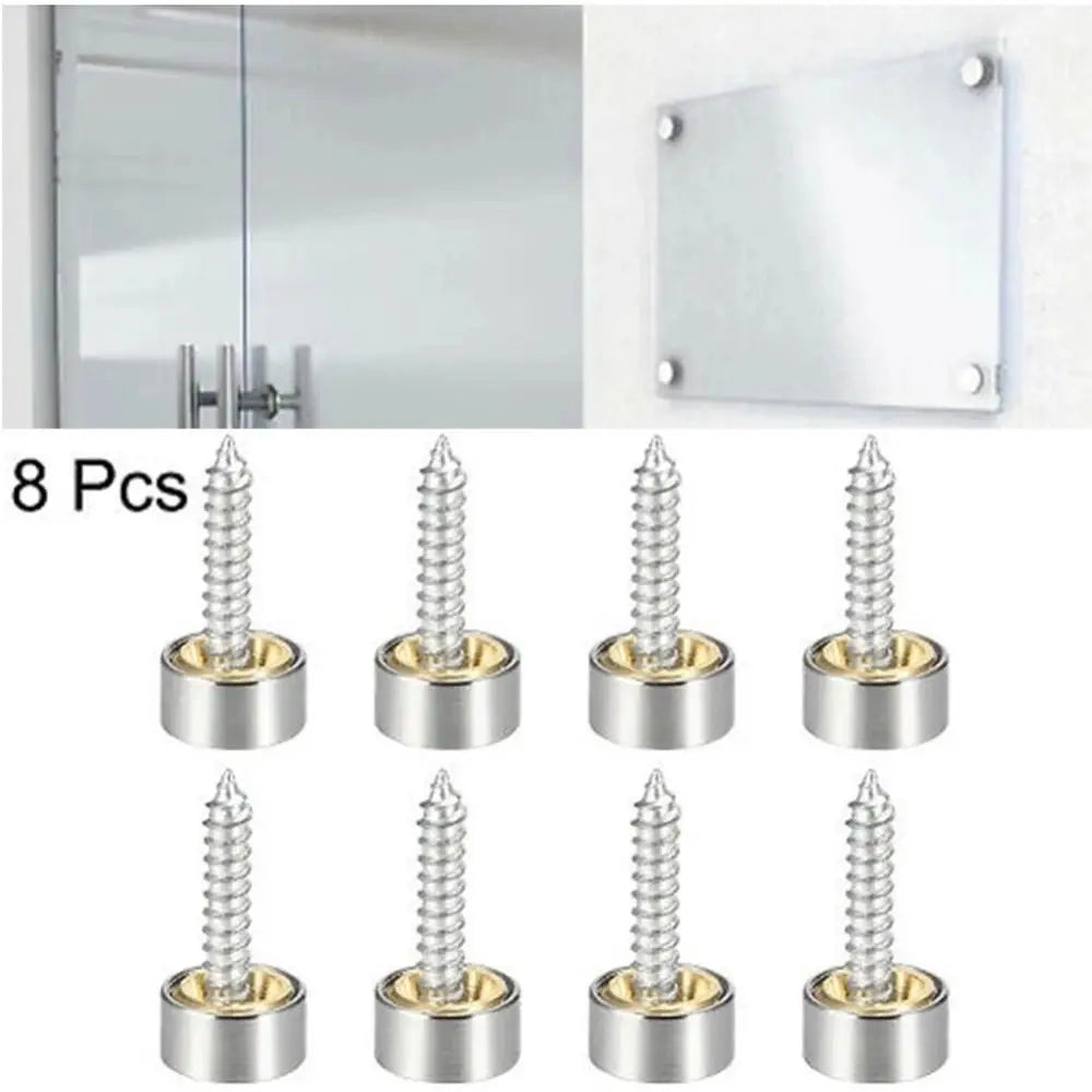 Home Improvement Stainless Steel Mirror Nails Screw Cap Silver 16/22/25mm Screws Decorative Cap Mirror Screws Fasteners Glass Oasis Select