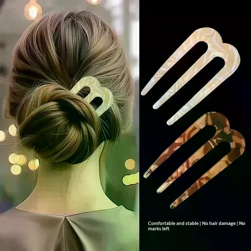 Vintage Resin 3-Tooth Hair Fork Comb | Non-Slip Hair Stick Hair Fork Comb Oasis Select