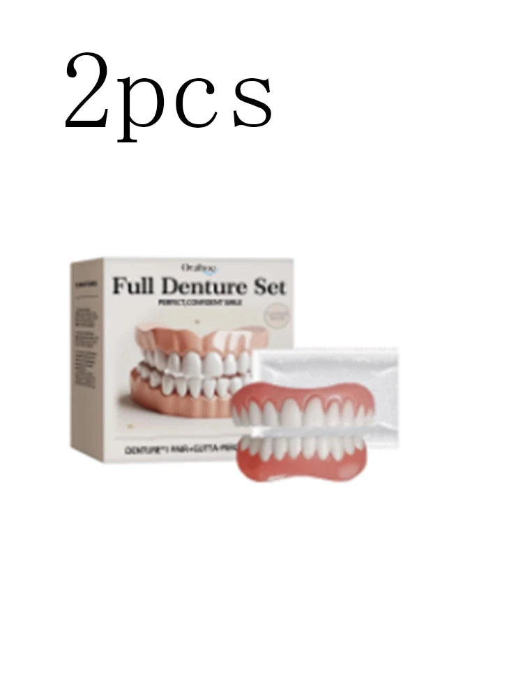 Silicone False Teeth Upper Lower Veneers Dentures Whitening Fake Teeth Confident Smile Comfortable Fit Teeth Orthodontic Tools Oasis Select 1set X 2boxed