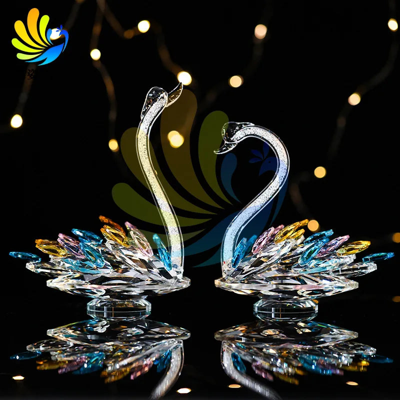 Crystal Swan Creative Living Room Porch Decoration TV Cabinet Wine Cabinet Window Home Decoration Crystal Crafts Oasis Select