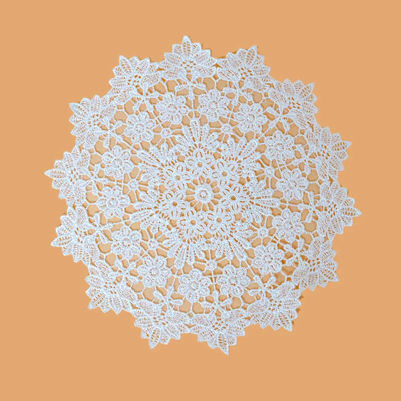 20cm Cotton Crochet Table Placemat French Embroidered Lace Coaster Cloth Coffee Mug Dining Mat Pad Wedding Banquet Home Decor Oasis Select Style 1