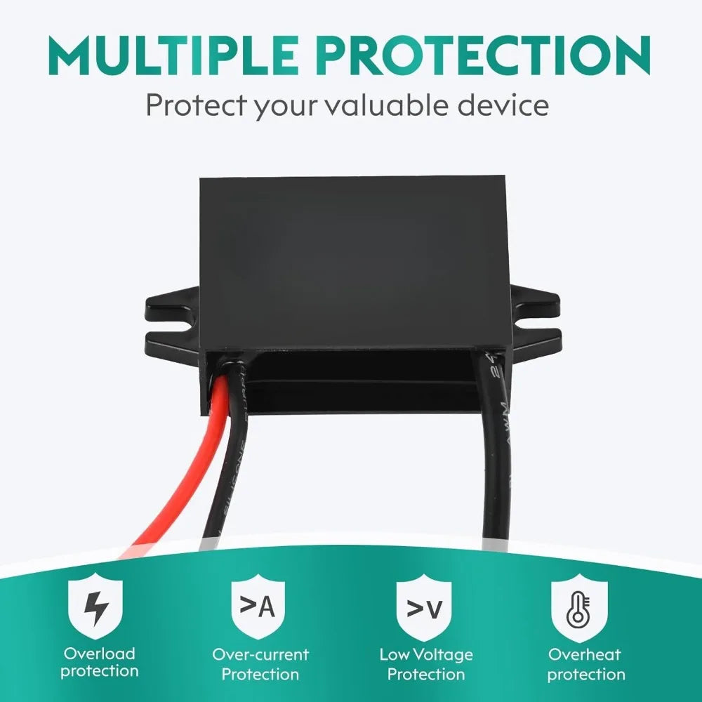 DC 12V/24V To 5V Step Down Converter Type-C Interface 5A IP68 Waterproof Buck Module Power Adapter Compatible With Cell Phones Oasis Select