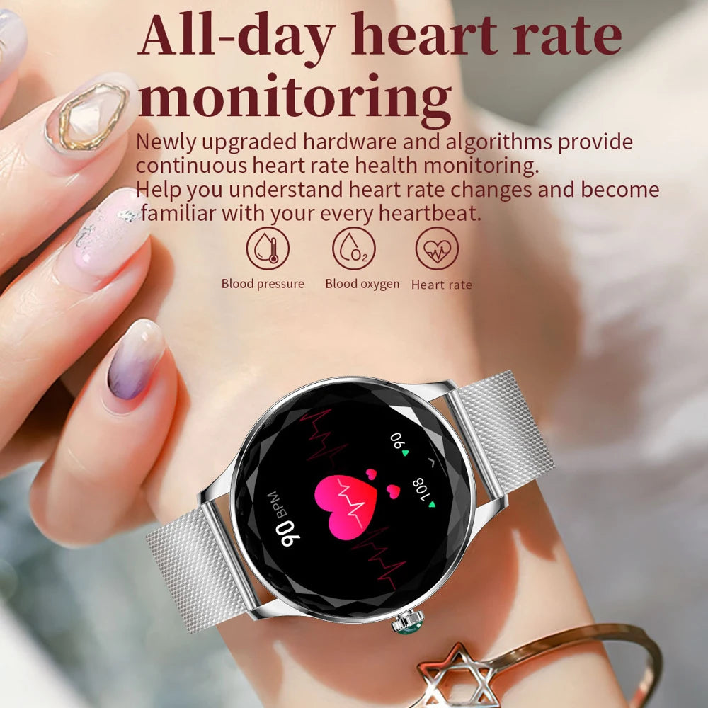 Hot Sale 1.27" Lady Fashion Waterproof Smartwatch Blue Tooth Call Heart Rate Health Smart Watch Sports Women Music Gift Calorie Oasis Select