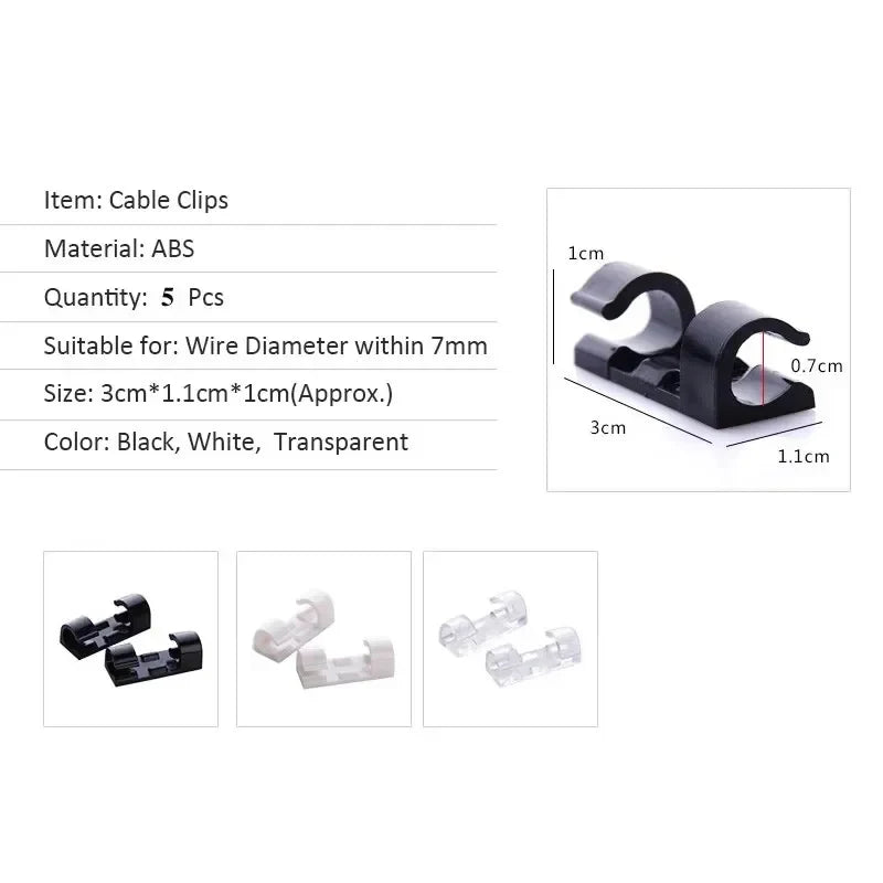20/40pcs Adhesive Cable Clips Wire Holder For Wall Strong Self-Adhesive Stickers Cord Management Organizer For Desk Car Office Oasis Select