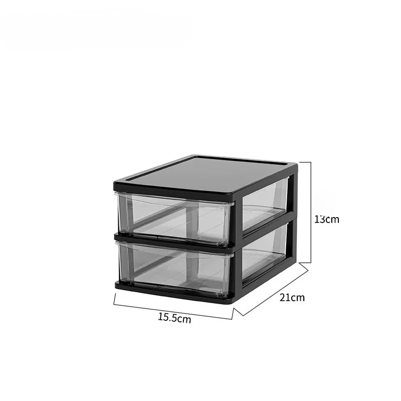 Japanese Style Desktop Storage Box-Transparent Drawer Organizer for Cosmetics,Stationery & Office Supplie,Student Desk Organizer Oasis Select 2 storey
