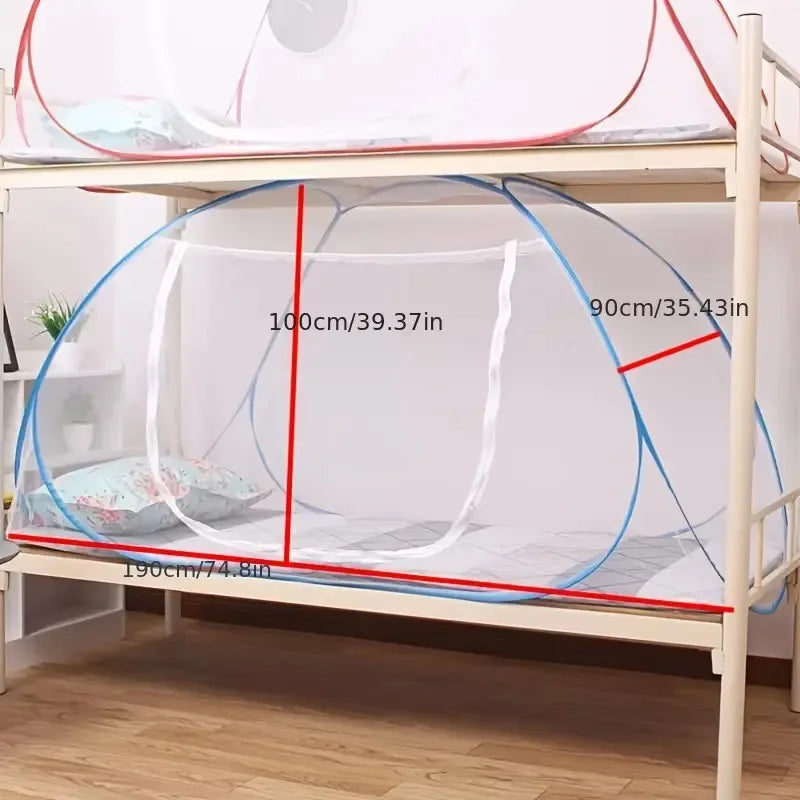 Pop-Up Mongolian Tent Mosquito Net with Full Edge Coverage, Sturdy Iron Frame & Linen/Polyester Blend Mosquito Net Oasis Select