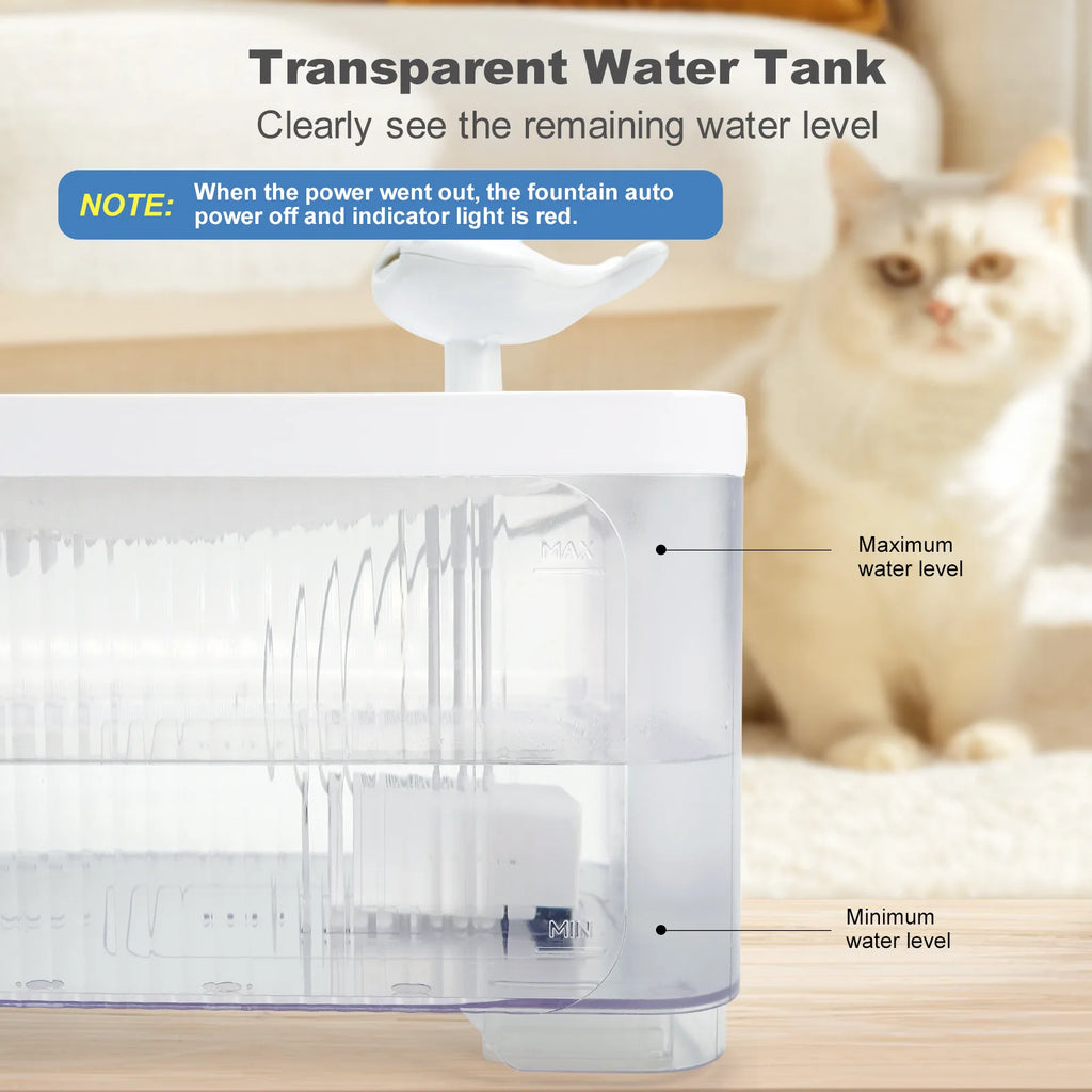 Cat and Dog Pet PP Water Dispenser with Filter, Automatic Circulation, Silent Water Dispenser, 2.5L Power-off When Out of Water Oasis Select