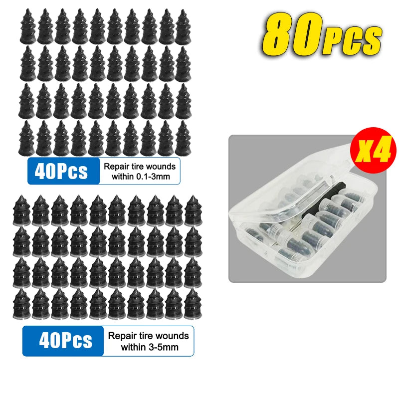 20-100PCS Car Tire Repair Nails Quick Fix Mushroom Plug Kit for Motorcycle and Electric Vehicle Vacuum Tires Car Repair Tool Oasis Select 80PCS