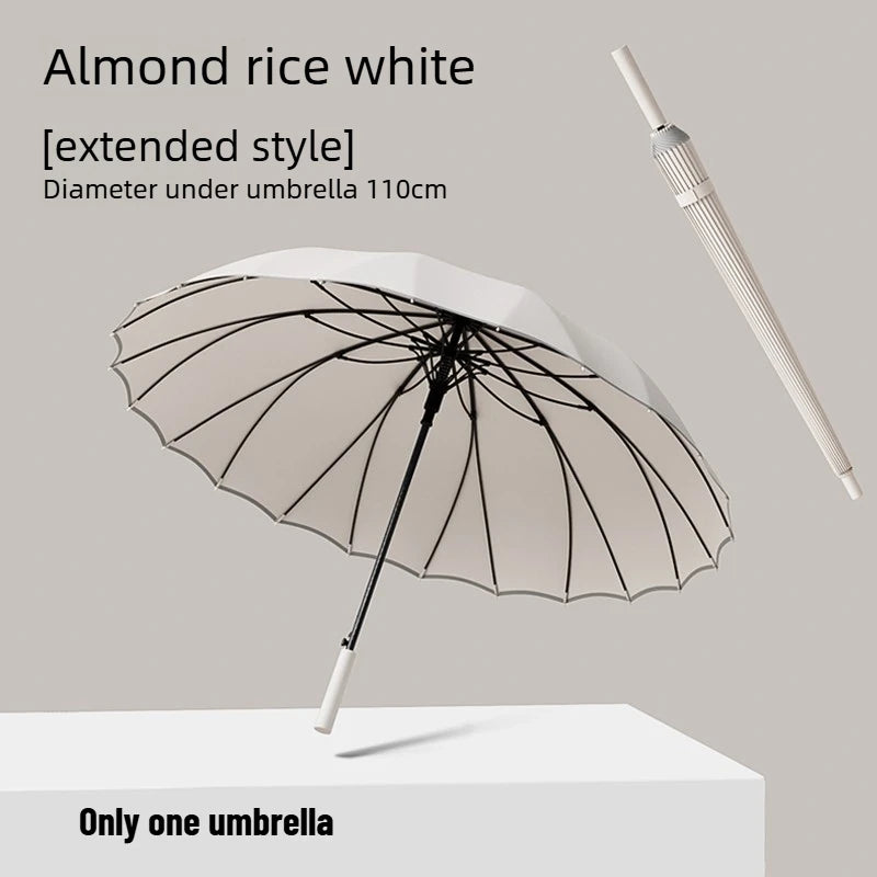 1pcs Long Handled Umbrellas for Two or Three People Extra Large Reinforced Thick Sturdy Wind Resistant and Maillard Resistant Oasis Select Off-white 24 bone L full-fiber 24K