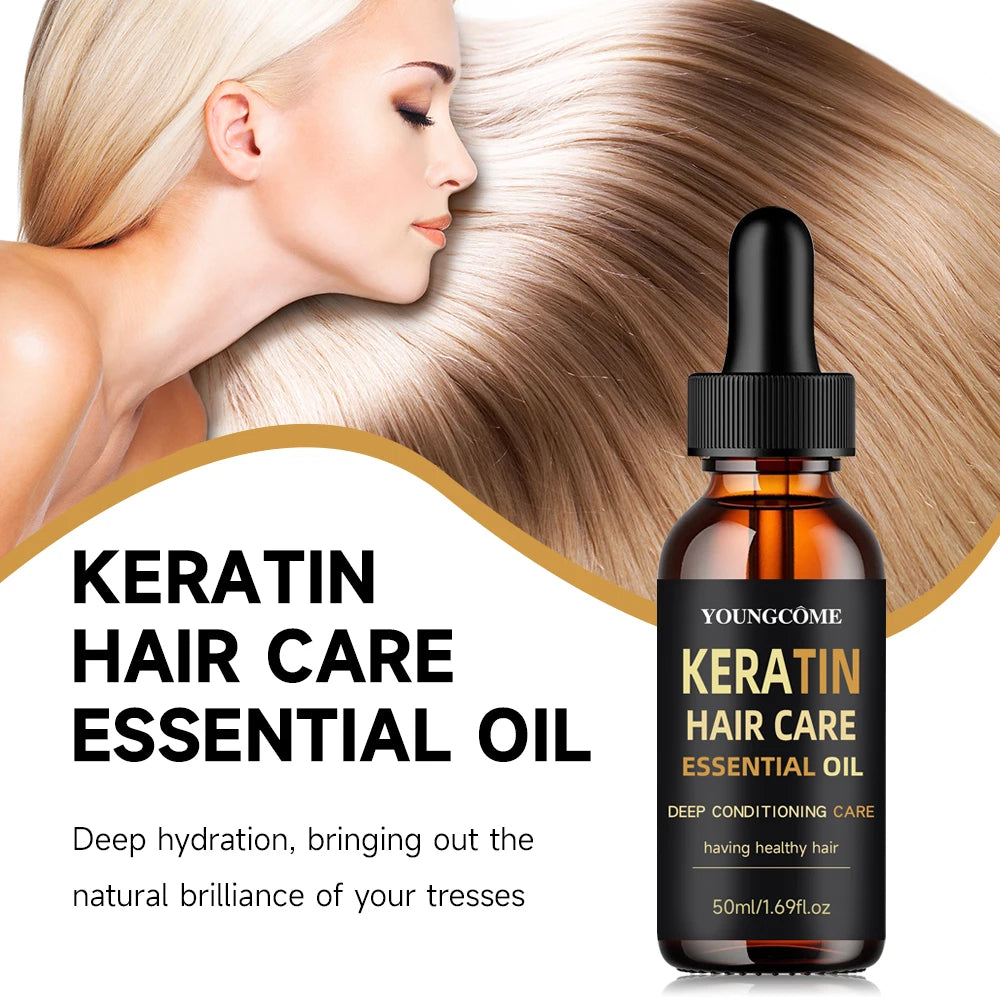 YOUNGCOME Keratin Hair Mask & Essential Oil Set – 5 Min