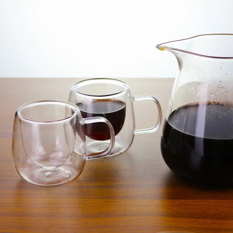 4/6pcs 80ml Double-Walled Glass Coffee Cups, Transparent Heat-Resistant Coffee Mug, Espresso Cup, for Christmas Family Gathering Oasis Select