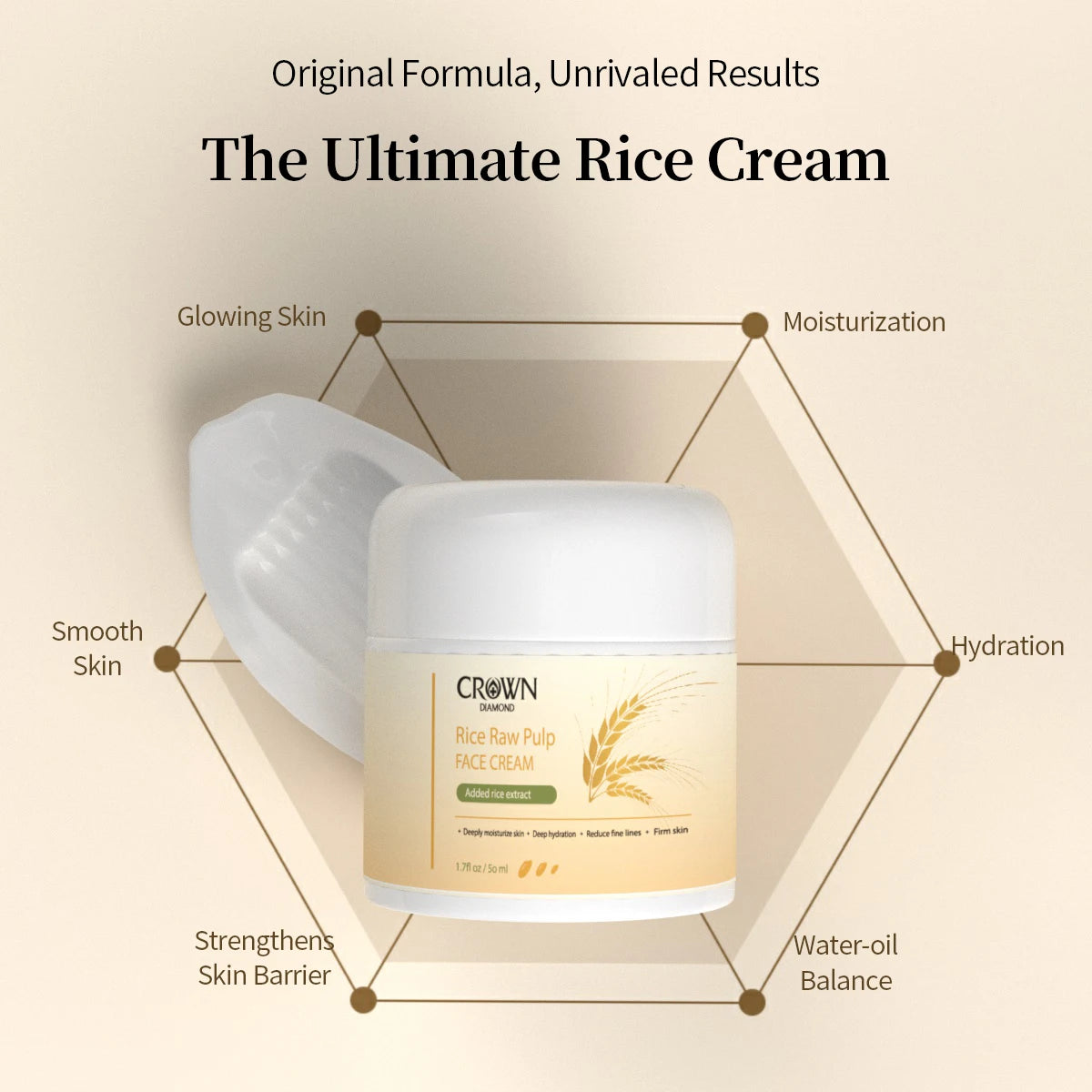 Rice Pulp Face Cream Soothing Brightening Hydrating Fast-absorbing Oasis Select