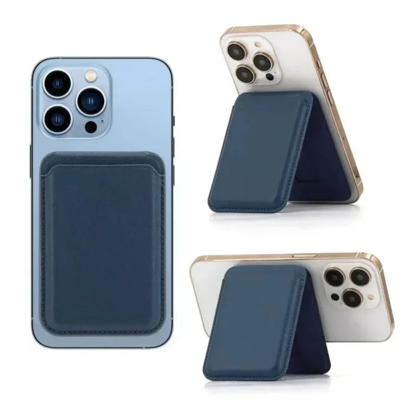 Magnetic Wallet Card Holder for IPhone 17Pro 16 15 14 13 12 Lightweight Magnetic Leather Phone Holder Pouch Stand for Magsafe Oasis Select