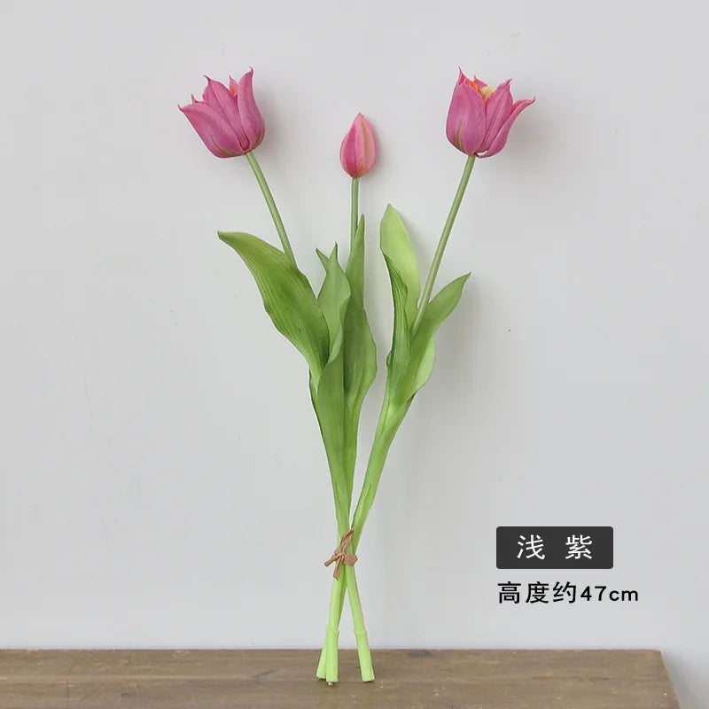 Real Touch Artificial Tulips High Quality Luxury Silicone Fake Flowers for Home Wedding Decoration Bride Bouquet Elegant Decor Oasis Select Light Purple