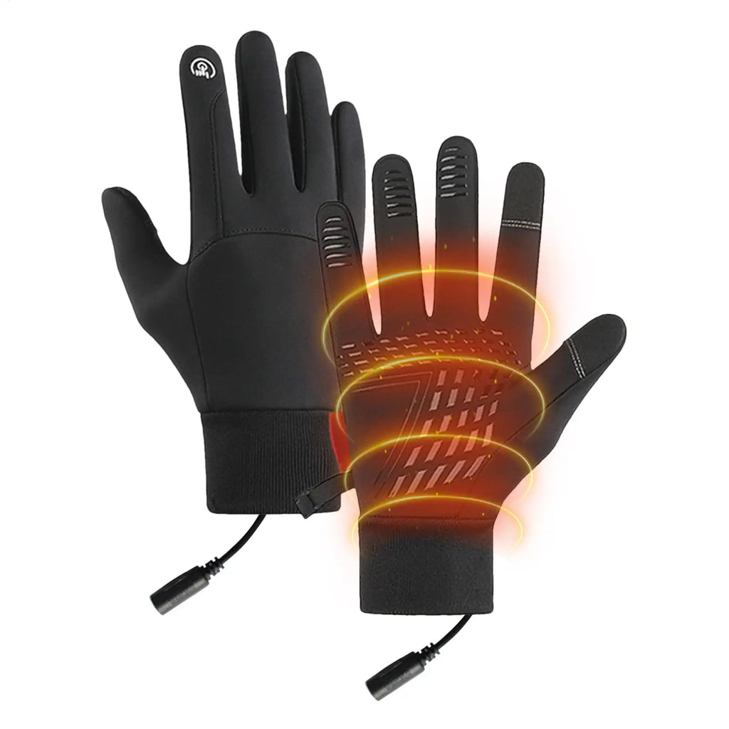 Heated Gloves Motorcycle Gloves USB Charging Windproof Non-Slip Touchscreen Waterproof Thick Drawstring Mitten for Skiing Oasis Select