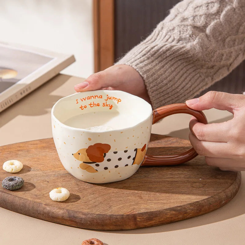 300ML Ceramic Mugs Coffee Cups Milk Tea Cup Ins Korean Style Oatmeal Breakfast Mug Drinkware Kitchen Afternoon Teacup Gifts Oasis Select